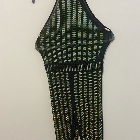 Rust of your tongue bedazzled jumpsuit black and green size Medium Brand NWT - Picture 14 of 17